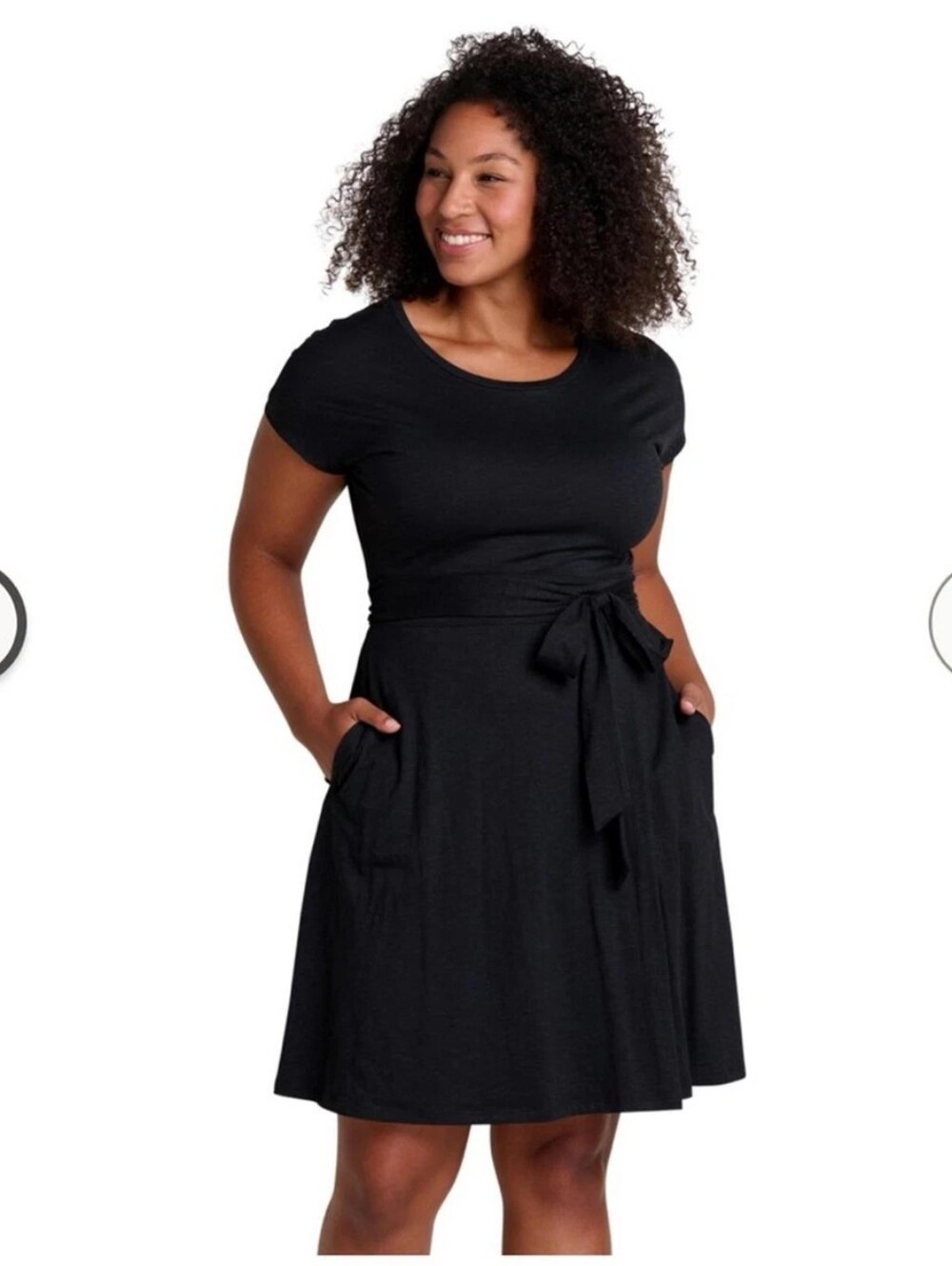Toad & Co Cue Wrap Short Sleeve Women's Dress Black Size Medium